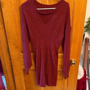 Elegant Burgundy Knit Dress